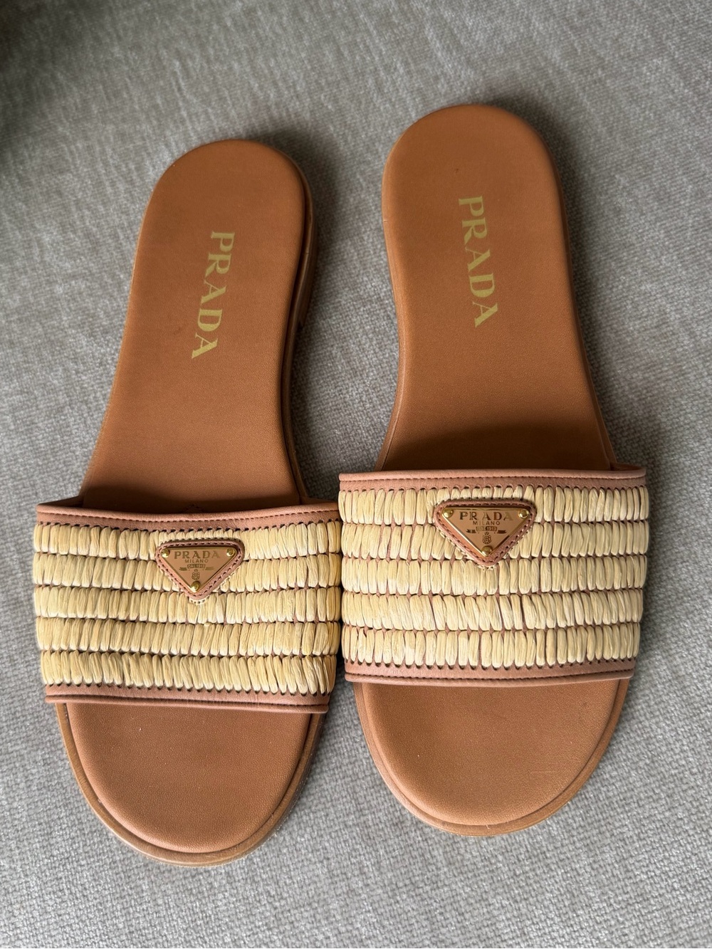 Prada Leather and crochet slides size 39
